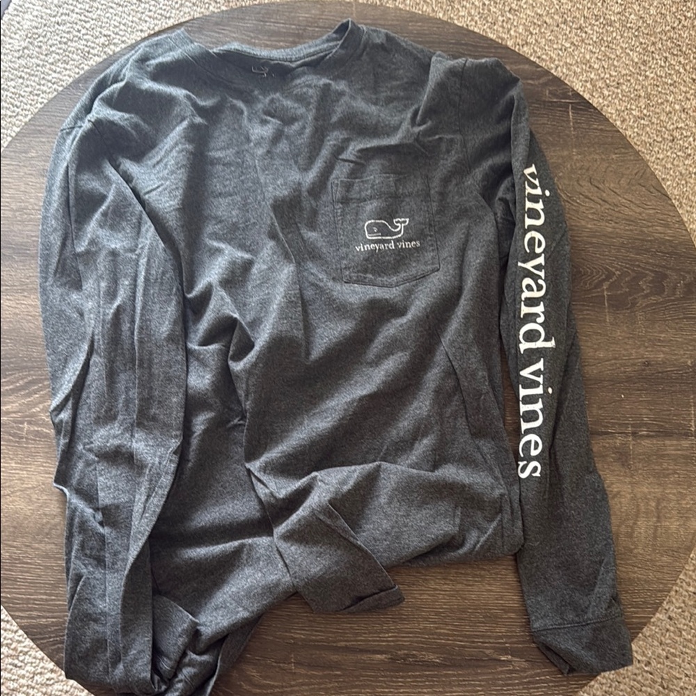 Vineyard Vines Gray Long Sleeve Tee with Chest Logo
